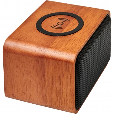 Logo trade advertising products picture of: Wooden 3W speaker with wireless charging pad